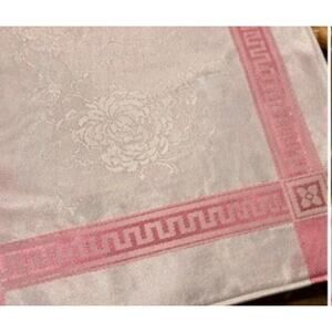 Cream and pink Rectangle vintage doily table runner handmade decor